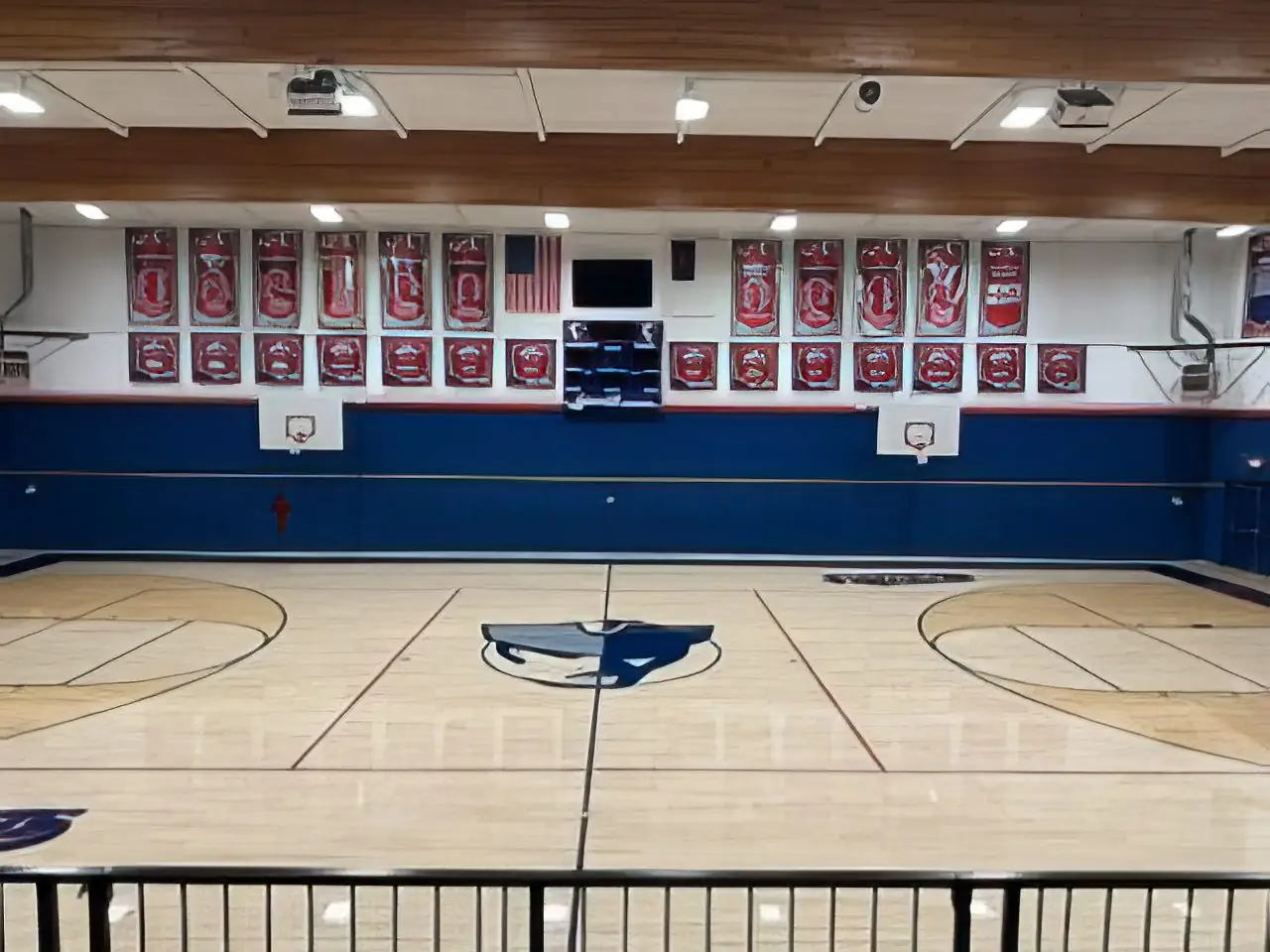 Recreation center gymnasium court with fresh finish