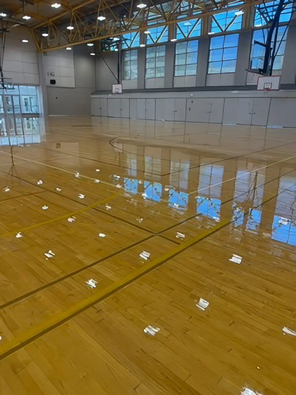 Freshly recoated multi-court gymnasium