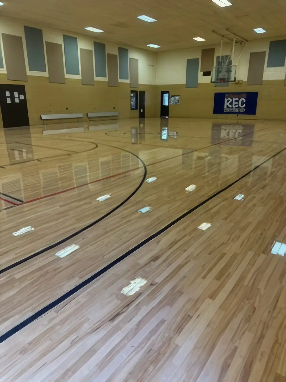 Newly finished gymnasium court
